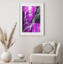 Ver imagem 1 de Quadro Decorativo Buda Roxo - 60x48cm:madeira Branca