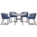 Ver imagem 1 de Mesa com 4 Cadeiras de Jantar Roma 100cm e Noronha em Aluminío Preto Corda Nautica Estofado 10 Trama