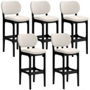 Ver imagem 1 de Kit 5 Banquetas Alta Bar Cozinha Sala Jantar Fixa Betta L02 Preto Linho Cru - Lyam Decor