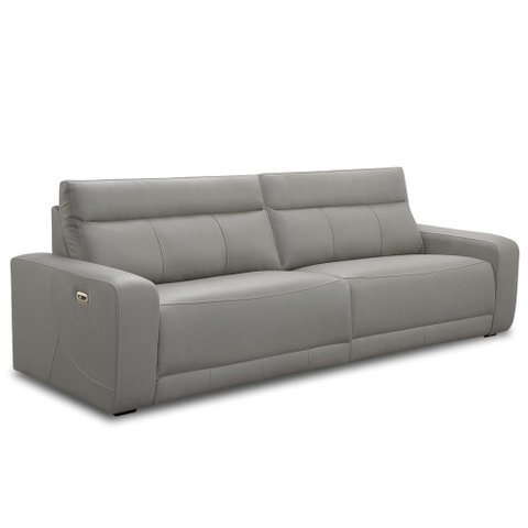 Sofá 3 Lugares Rettrátil Reclinável Elétrico 224cm Mazi L06 Couro Cinza - Lyam Decor