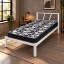 Ver imagem 2 de Cama de Solteiro Helena Metal com Colchão Safira D20 Dupla Face:Branco/Estampado