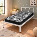 Ver imagem 3 de Cama de Solteiro Helena Metal com Colchão Safira D20 Dupla Face:Branco/Estampado
