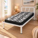 Ver imagem 1 de Cama de Solteiro Helena Metal com Colchão Safira D20 Dupla Face:Branco/Estampado