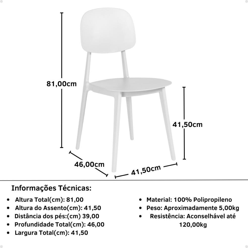 Kit 4 Cadeiras Itália para Sala/cozinha em Polipropileno - Branco - 7