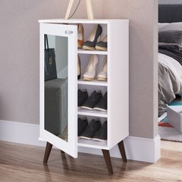 Sapateira Retrô com Espelho 1 Porta 3 Prateleiras Completa Móveis - 1