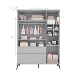 Guarda Roupa Infantil Melinda com 3 Portas - Cinza - 4