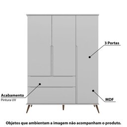 Guarda Roupa Infantil Melinda com 3 Portas - Cinza - 2