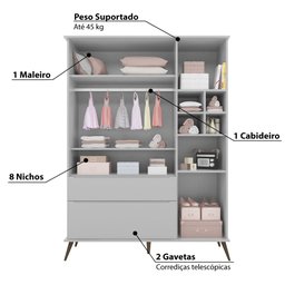Guarda Roupa Infantil Melinda com 3 Portas - Cinza - 3