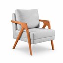 Ver imagem 2 de Poltrona Sala de Estar Maya Luxo Linho Cinza M3 - Monari Design