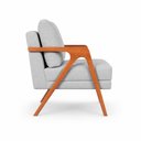 Ver imagem 5 de Poltrona Sala de Estar Maya Luxo Linho Cinza M3 - Monari Design