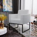 Ver imagem 4 de Kit 3 Poltronas Decorativas para Sala Recepção Base Fixa de Metal Helô L02 Linho Cinza - Lyam