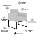 Ver imagem 6 de Kit 3 Poltronas Decorativas para Sala Recepção Base Fixa de Metal Helô L02 Linho Cinza - Lyam