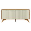 Ver imagem 2 de Buffet Aparador Retrô 4 Portas Ripadas 100% MDF 180cm Marrom Freijó/Off White