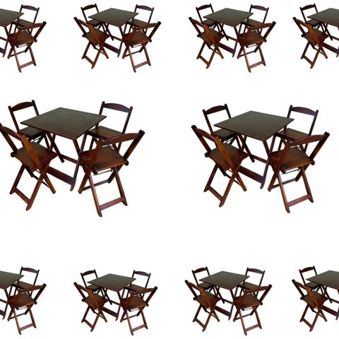 Kit 10 Conjuntos 70x70 Imbuia 10 Mesas e 40 Cadeiras