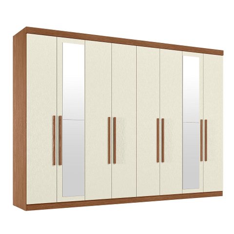 Guarda Roupa Roupeiro Casal Espelhos 8 Portas 4 Gavetas Master New 8.4 Jatoba Areia Santos Andirá