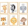Quadro Infantil Safari 6 Un A4 Vidro e Pendurador - 1