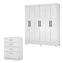 Ver imagem 1 de Cômoda Astral e Guarda Roupa Casal Verso Branco - Demóbile