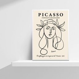 Quadro Decorativo Desenho Minimalista picasso 33x24cm:madeira Preta - 2