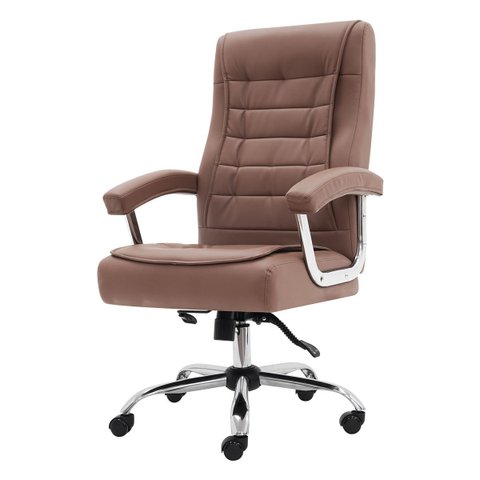 Cadeira de Escritório Presidente Monique Big Marrom Claro com Molas Ensacadas e Trava Relax