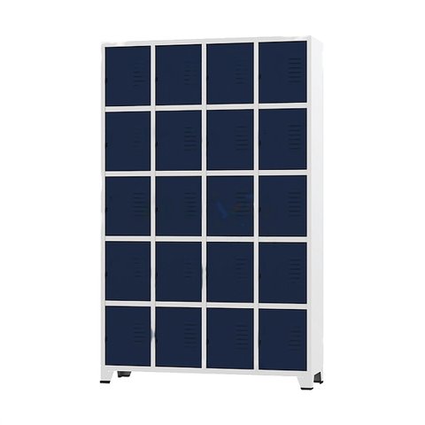 Armário Roupeiro De Aço Para Vestiário 20 Portas Locker Azul Marinho