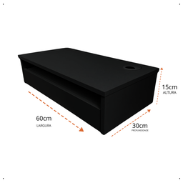 Mesa de Cabeceira Suspenso Computador e Note 60x15x30cm Preto - 2