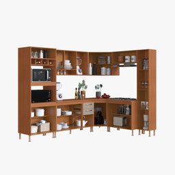 Cozinha Completa Predilleta Rafa Modulada 8 Pecas 451CM 17 Portas 2 Gavetas Com Tampo Freijo Camurca - 3