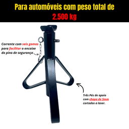 Par de Cavaletes Automotivos Tipo Preguiça 2 Toneladas para Suporte de Veículos Aço - 2