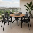 Ver imagem 3 de Conjunto Mesa Zurick 1,50m com Centro Giratório 6 Cadeiras Sardenha Polipropileno Alumínio Preto
