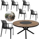 Ver imagem 1 de Conjunto Mesa Zurick 1,50m com Centro Giratório 6 Cadeiras Sardenha Polipropileno Alumínio Preto