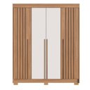 Ver imagem 2 de Guarda-Roupa Casal Turim 4 Portas 3 Gavetas 7 Prateleiras Ripado Freijó/Off White - Jcarvalho