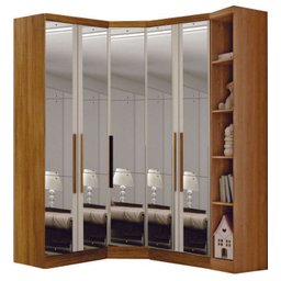 Modulado Closet Completo Espelhado 5 Portas 6 Gavetas - Linea-cumaru - Móveis Novo Horizonte - 1