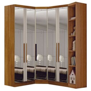 Modulado Closet Completo Espelhado 5 Portas 6 Gavetas - Linea-cumaru - Móveis Novo Horizonte
