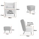 Ver imagem 3 de Poltrona com Puff Decorativo Cronos Courino Caramelo | Linho Bege - Sallar Home