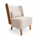 Ver imagem 6 de Poltrona com Puff Decorativo Cronos Courino Caramelo | Linho Bege - Sallar Home