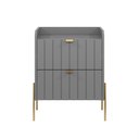 Ver imagem 5 de Mesa de Cabeceira com Gaveta Cinza para Quarto Moriah 45cm Pes Dourado