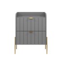 Ver imagem 5 de Mesa de Cabeceira com Gaveta Cinza para Quarto Moriah 45cm Pes Dourado