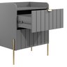 Mesa de Cabeceira com Gaveta Cinza para Quarto Moriah 45cm Pes Dourado - 7