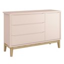 Ver imagem 4 de Jogo de Quarto Classic Guarda Roupa 2 Portas e Cômoda Rosa Fosco com Pés Madeira Natural - Reller Mó