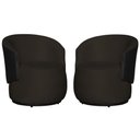 Ver imagem 2 de Kit 2 Poltronas Organica Beatriz Suede Marrom C/ Composê Corano Preto - Lm Decor