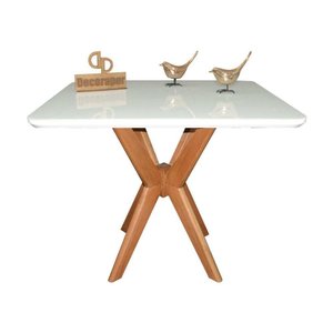 Mesa Jantar Pandora Tampo Retangular Laca com Vidro 120x80cm Branco