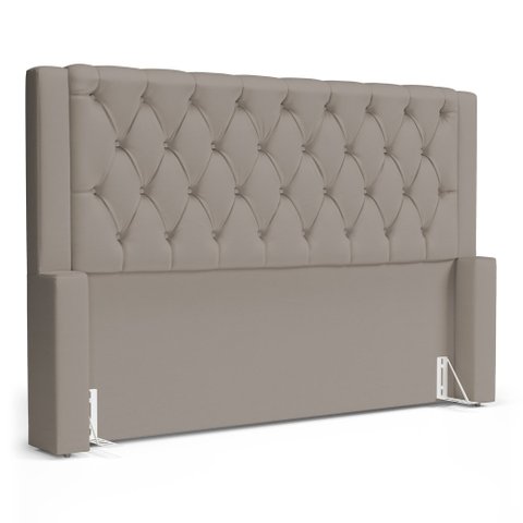 Cabeceira Atena para Cama Box King Size 195cm Capitonê com Frame Suede Bege - Desk Design