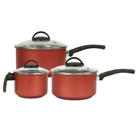 Jogo 3 Peças: 1 Leiteira e 2 Panelas Antiaderente Preta