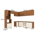 Ver imagem 4 de Cozinha Completa Venaly 16 Portas 2 Gavetas com Vidro Cianamomo/Off White - Henn