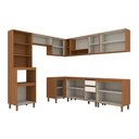 Ver imagem 3 de Cozinha Completa Venaly 16 Portas 2 Gavetas com Vidro Cianamomo/Off White - Henn