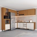 Ver imagem 1 de Cozinha Completa Venaly 16 Portas 2 Gavetas com Vidro Cianamomo/Off White - Henn