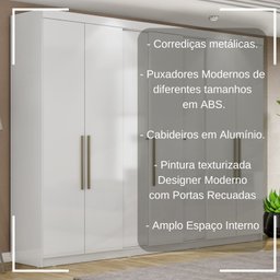 Guarda Roupa Casal Grande 7portas 2gavetas Milão Branco - 9