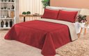 Ver imagem 2 de Cobre leito Cobertor 2 travesseiros quarto casal 2,60x2,40:Vermelho Bege