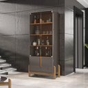 Ver imagem 1 de Cristaleira com 4 Nichos 2 Portas de Vidro Lizz Casa D Cinza