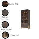 Ver imagem 6 de Cristaleira com 4 Nichos 2 Portas de Vidro Lizz Casa D Cinza