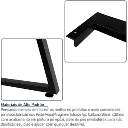 Base Pé de Mesa de Jantar Cozinha Sala Escritório Mirage para Tampos até 180cm x 90cm - Preta - 4